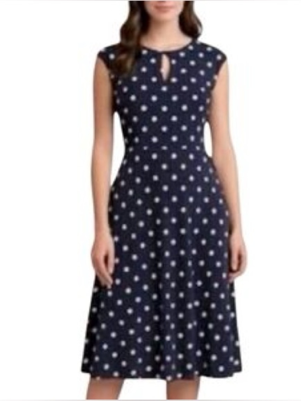 Lauren Ralph Lauren navy polka dot print fit-and-flare knee-length dress (10)